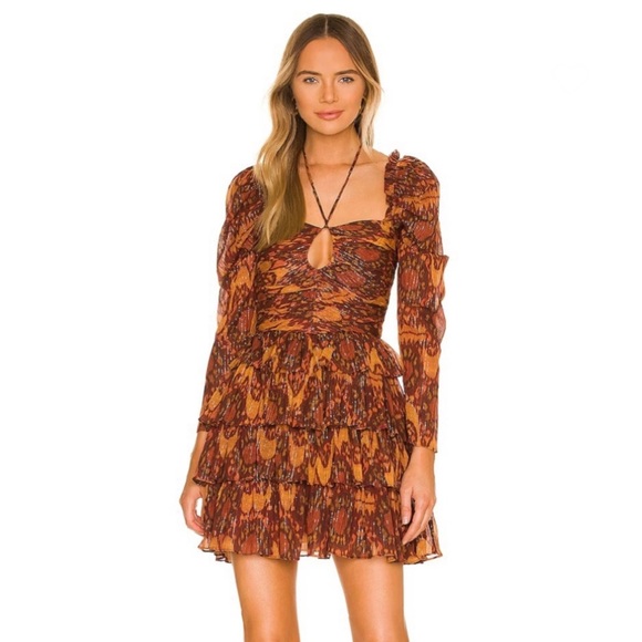 NEW ULLA JOHNSON REVOLVE PRINTED TIERED MINI DRESS